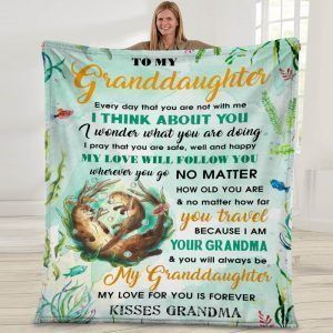 Personalized Otter To My Granddaughter From Grandma I Think About You Fleece Blanket Great Customized Gifts For Birthday Christmas Thanksgiving