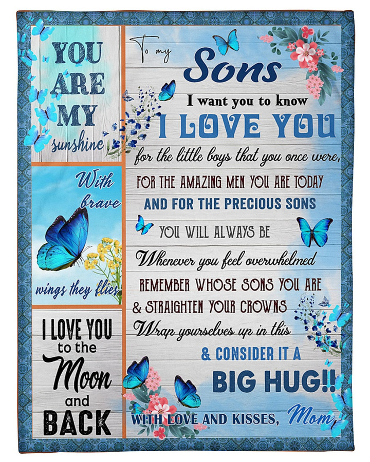 Personalized Custom Name Mom To My Son You Are My Sunshine, I Love You To The Moon And Back Fleece, Sherpa Blanket Great Gifts For Birthday Christmas Thanksgiving Anniversary