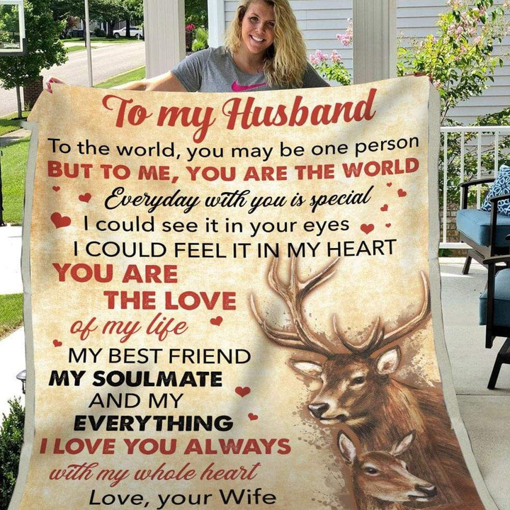 Personalized Deers To My Husband I Love You Always With My Whole Heart Gift For Husband From Wife Sherpa Fleece Blanket