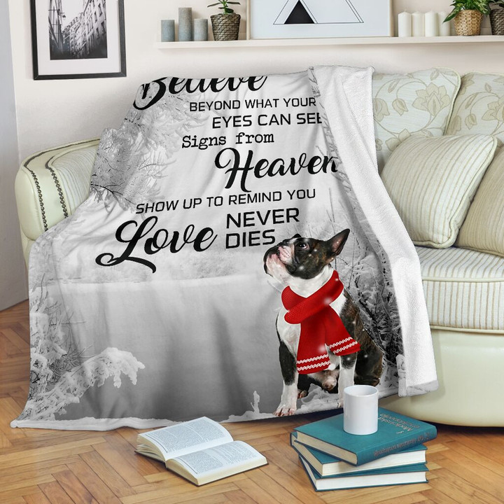 Bostie Dog Love Never Dies Fleece Blanket Great Customized Blanket Gifts For Birthday Christmas Thanksgiving