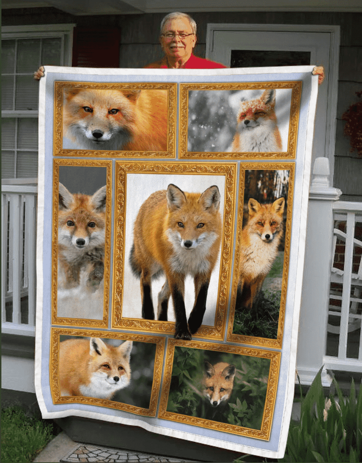 Red Fox Face In The Snow Forest Sherpa Fleece Blanket Great Customized Blanket Gifts For Birthday Christmas Thanksgiving