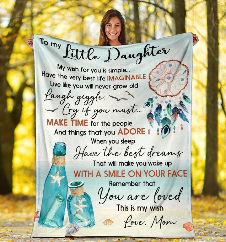 Personalized Dreamcatcher Blanket, Blue Sea Blanket To My Daughter From Mom, Simple Blanket For Daughter, Present For Daughter, Gifts Idea For Daughter (50''x60'' 60''x80'')