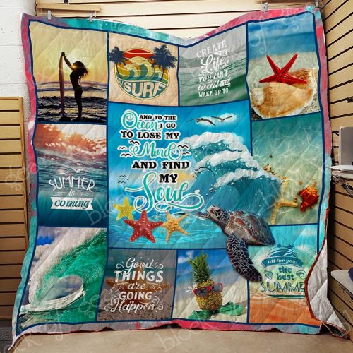 Surfing And Into The Ocean I Go To Lose My Mind And Find My Soul Quilt Blanket Great Customized Blanket Gifts For Birthday Christmas Thanksgiving
