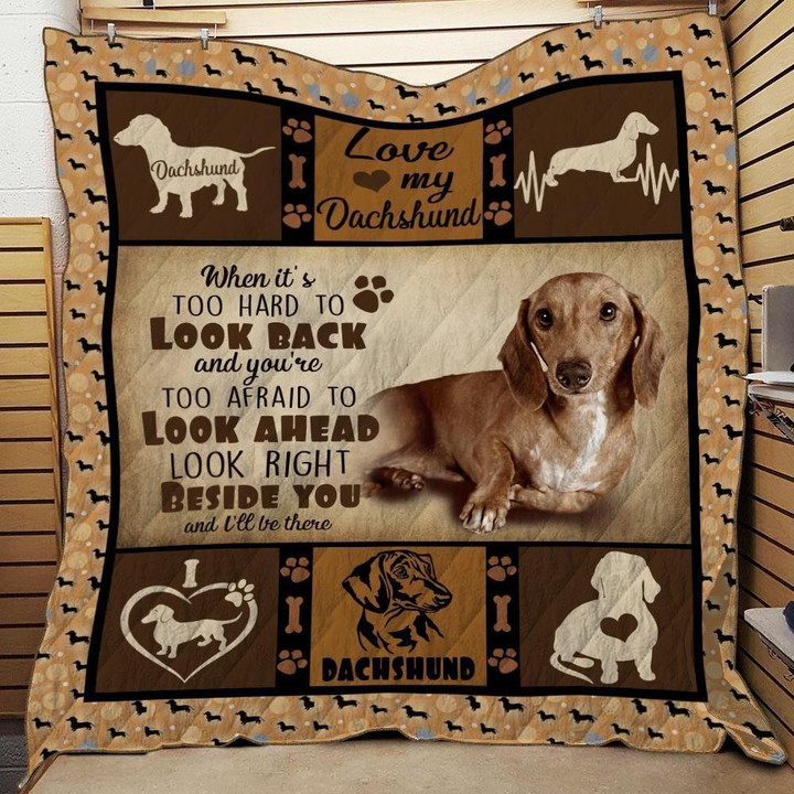 Dachshund Dog Beside You And I'll Bet There Quilt Blanket Great Customized Blanket Gifts For Birthday Christmas Thanksgiving