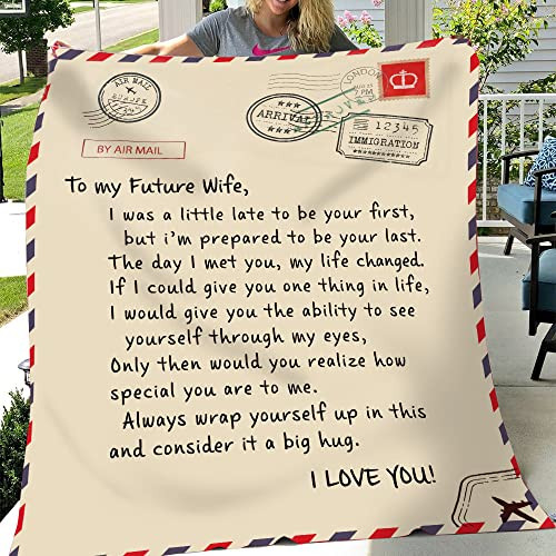 Zaeli Personalized To My Future Wife Fiancee Consider This A Big Hug Blanket Gifts For Wife Husband, Family Blanket Fleece Blanket For Christmas Holiday Birthday Valentine Day