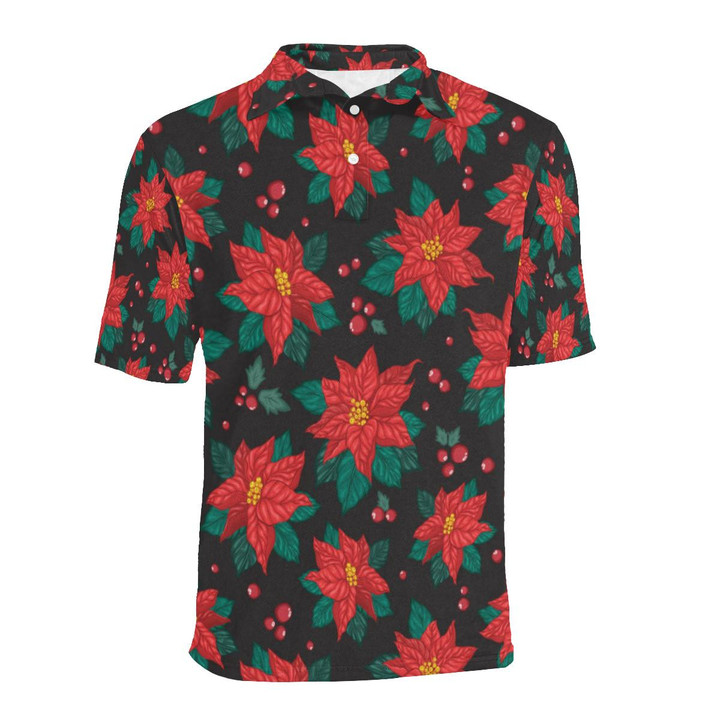 Poinsettia Pattern Unisex Polo Shirtt