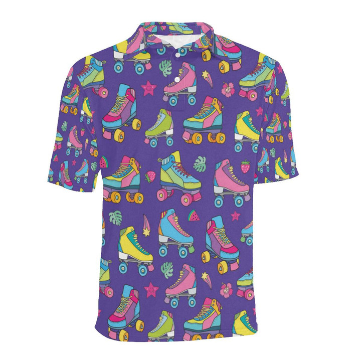 Roller Skate Colorful Pattern Unisex Polo Shirt
