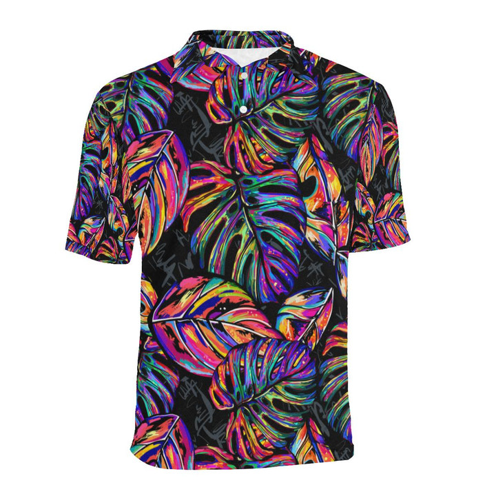 Neon Color Tropical Palm Leaves Unisex Polo Shirt