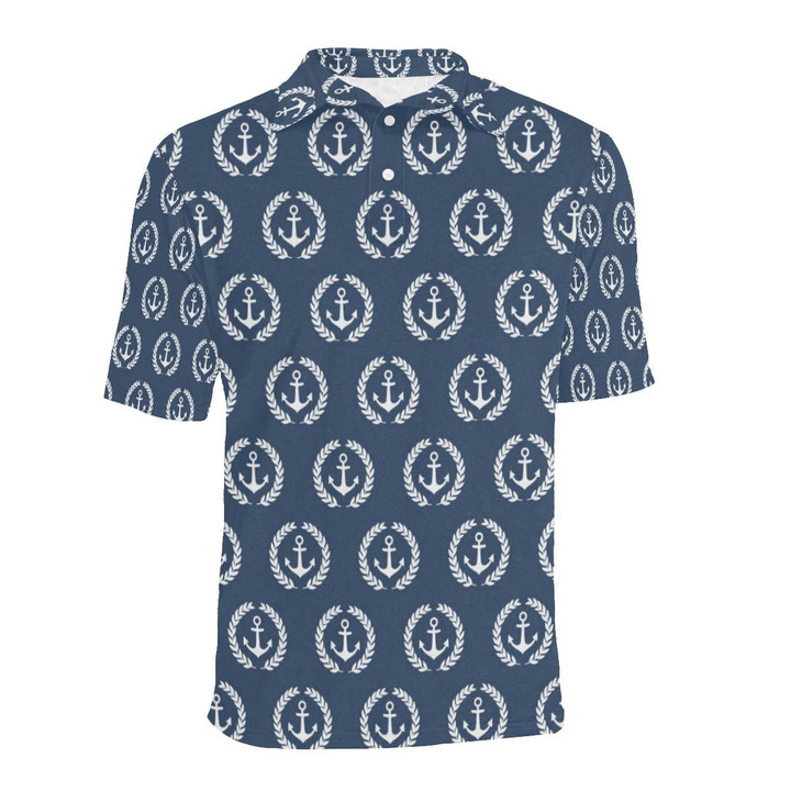 Anchor Pattern Unisex Polo Shirt