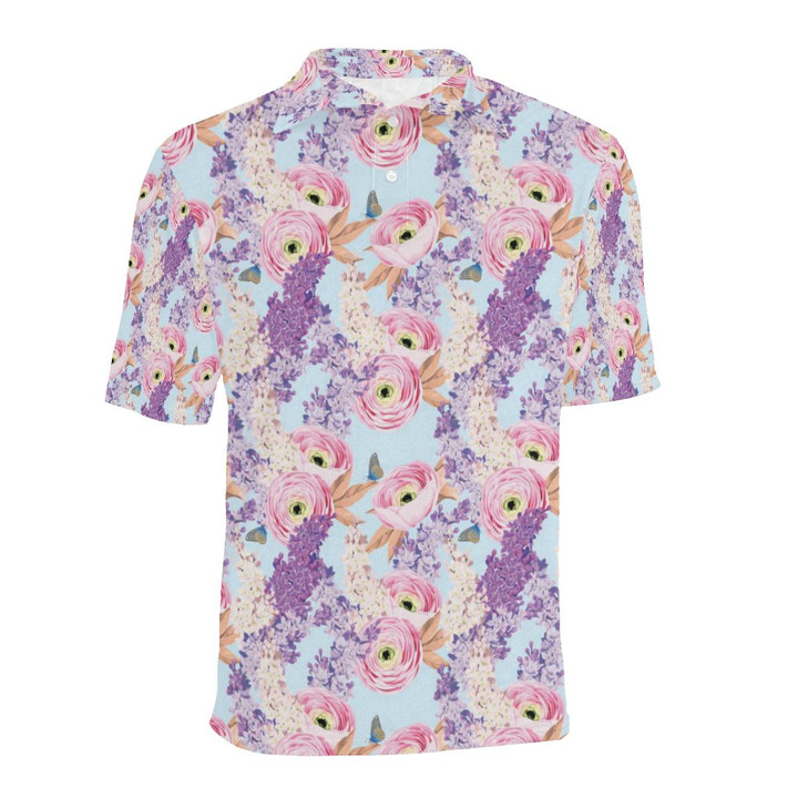 Lilac Pattern Unisex Polo Shirt