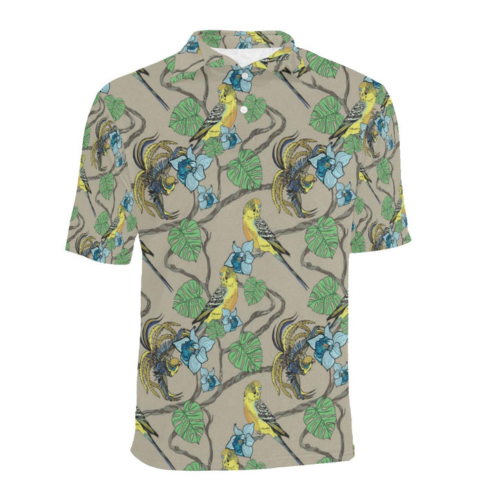 Parakeet Pattern Unisex Polo Shirt