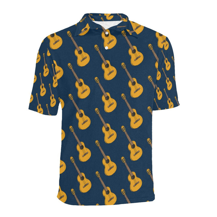 Acoustic Guitar Pattern Unisex Polo Shirtrt