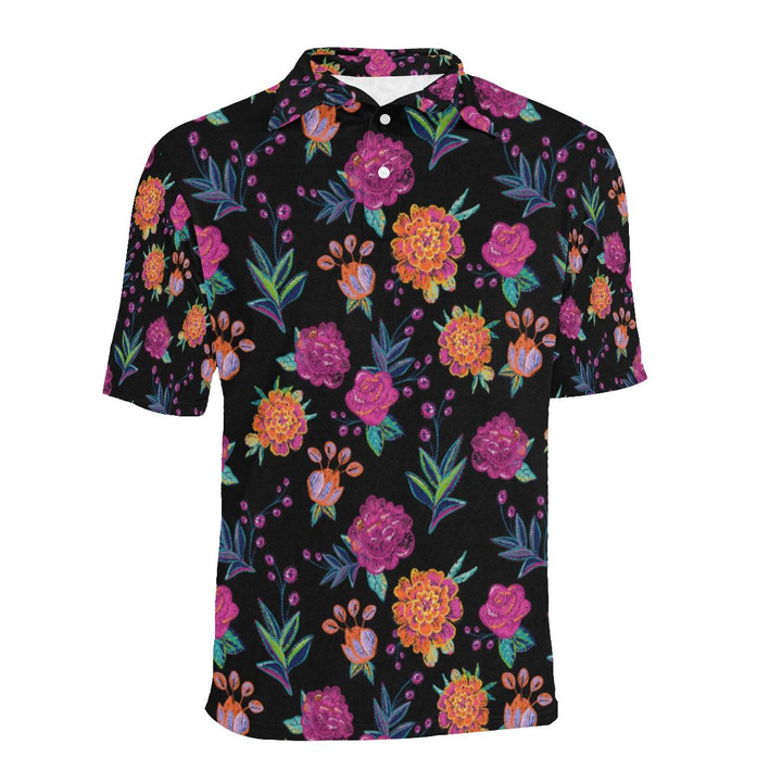 Marigold Pattern Unisex Polo Shirt