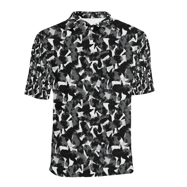 Crow Pattern Unisex Polo Shirt