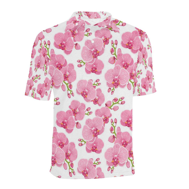 Orchid Pink Pattern Unisex Polo Shirt