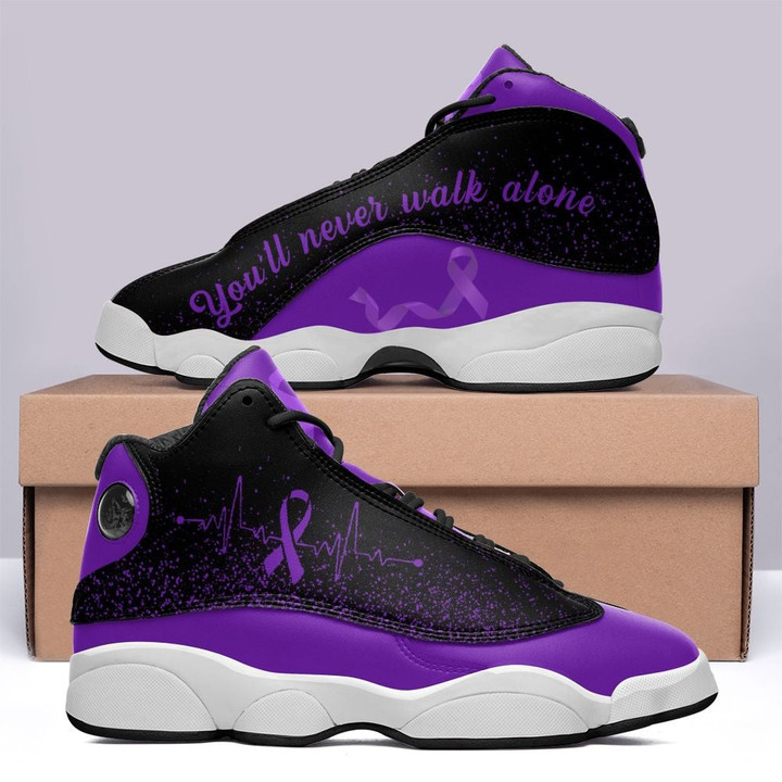 Pancreatic Cancer You'll Never Walk Alone Air Jordan 13 Sneaker, Gift For Lover Pancreatic Cancer You'll Never Walk Alone AJ13 Shoes For Men And Women