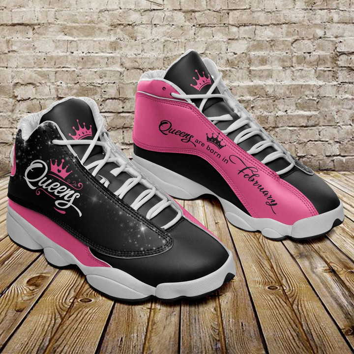 Queens Are Born In February Black Pink Air Jordan 13 Sneaker, Gift For Lover Queens Are Born In February Black Pink AJ13 Shoes For Men And Women