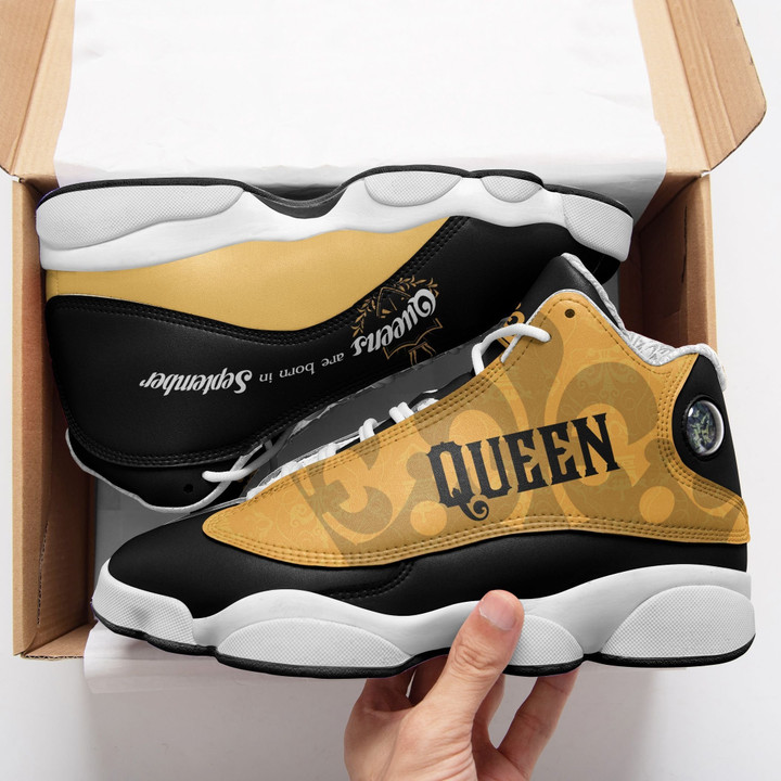 Queens Are Born In September Black Yellow Air Jordan 13 Sneaker, Gift For Lover Queens Are Born In September Black Yellow Aj13 Shoes For Men And Women
