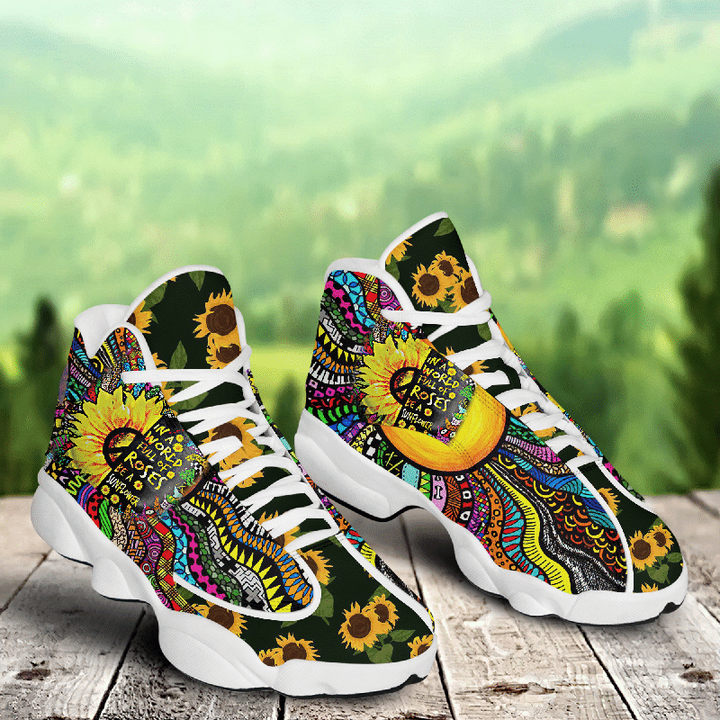 Hippie Be A Sunflower Air Jordan 13 Sneaker, Gift For Lover Hippie Be A Sunflower AJ13 Shoes For Men And Women