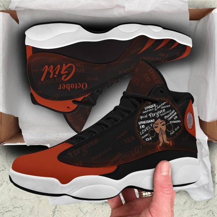 Personalized Queen Was Born In October Air Jordan 13 Sneaker, Gift For Lover Queen Was Born In October AJ13 Shoes For Men And Women
