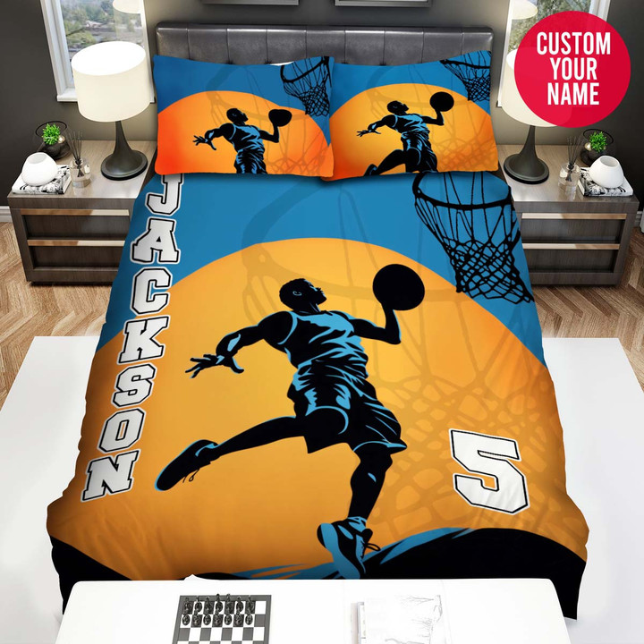 Personalized Basketball Player Shadow Custom Name Duvet Cover Bedding Set