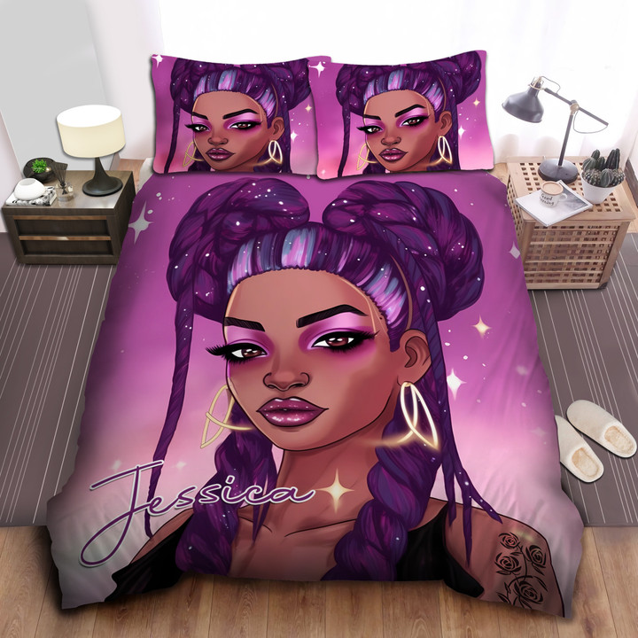 Personalized Black Cool Girl Tattoo Duvet Cover Bedding Set