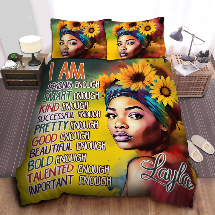 Personalized Black Woman I Am Strong Smart Talented Black Girl Duvet Cover Bedding Set