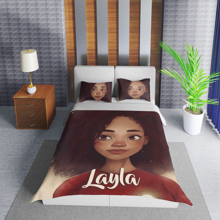 Personalized Black Girl Magic African American Woman Duvet Cover Bedding Set