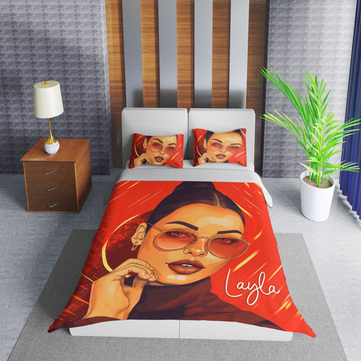 Personalized Cool Black Girl Duvet Cover Bedding Set