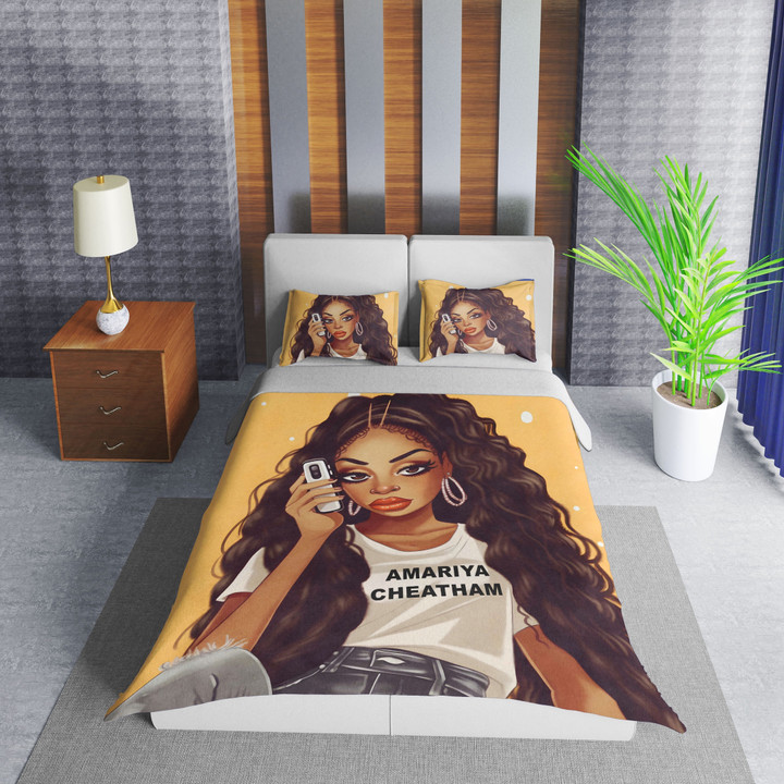 Personalized Black Girl So Cool Black Teen Girl Duvet Cover Bedding Set