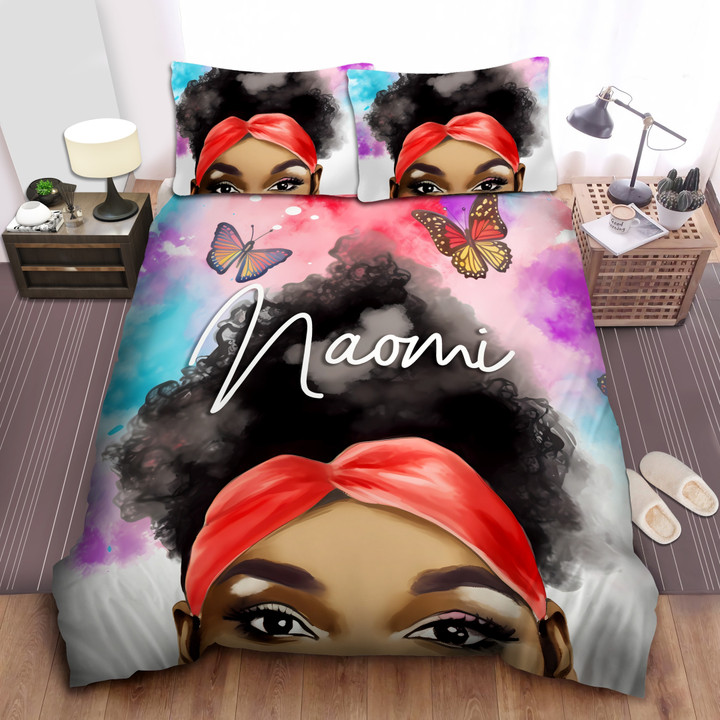 Personalized Cute Afro Puffs Black Girl Duvet Cover Bedding Set