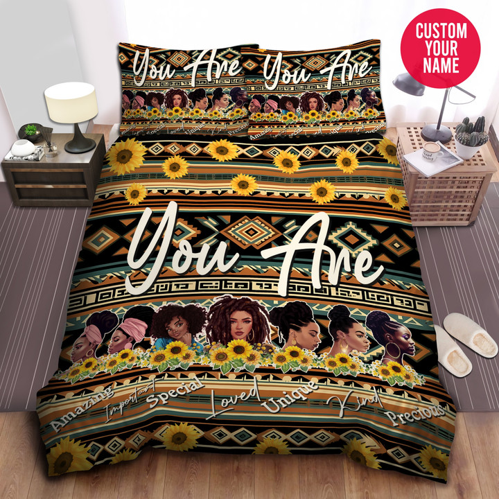 Sunflower And Black Girls You Are Amazing Duvet Cover Bedding Set