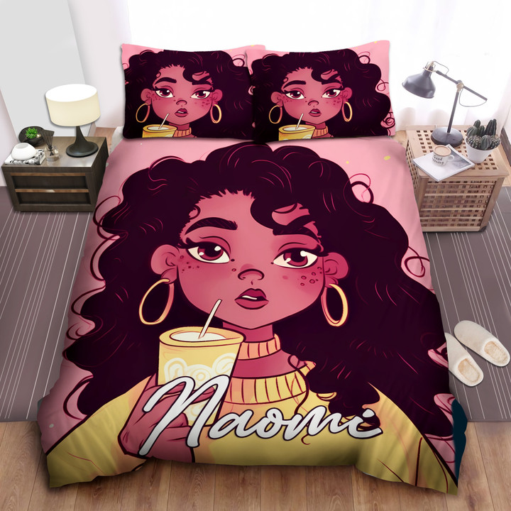 Personalized Pink Black Girl Duvet Cover Bedding Set