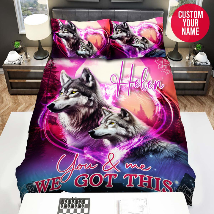 Personalized Couple Wolf 3D Custom Name Duvet Cover Bedding Set