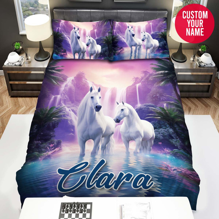 Personalized Fantasy Horse In Forest Custom Name Duvet Cover Bedding Set