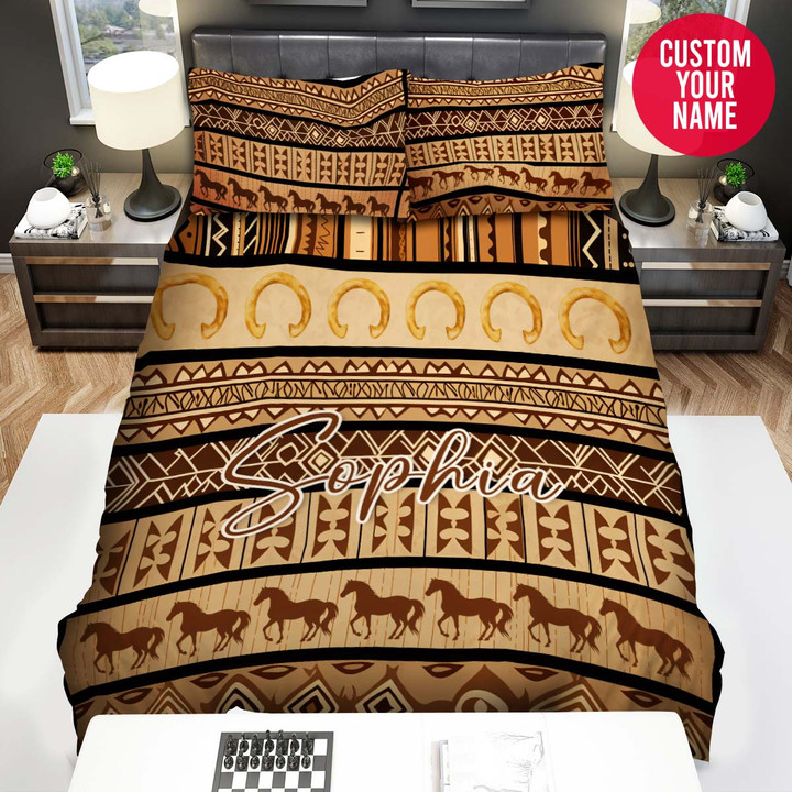 Personalized Southwestern Wild Horse Custom Name Duvet Cover Bedding Set