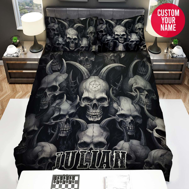 Personalized Skull And Signs Custom Name Duvet Cover Bedding Set