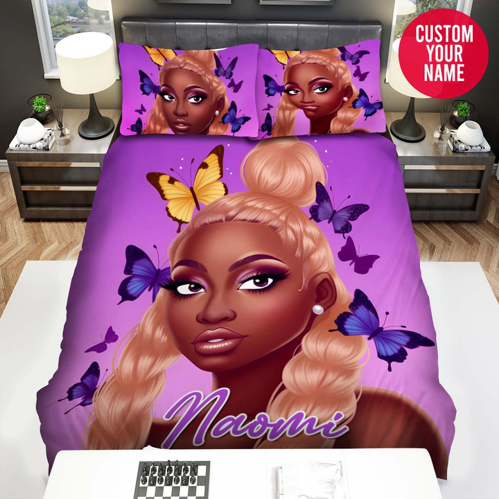 Personalized Black Girl High Ponytail Braids Hairstyle Duvet Cover Bedding Set