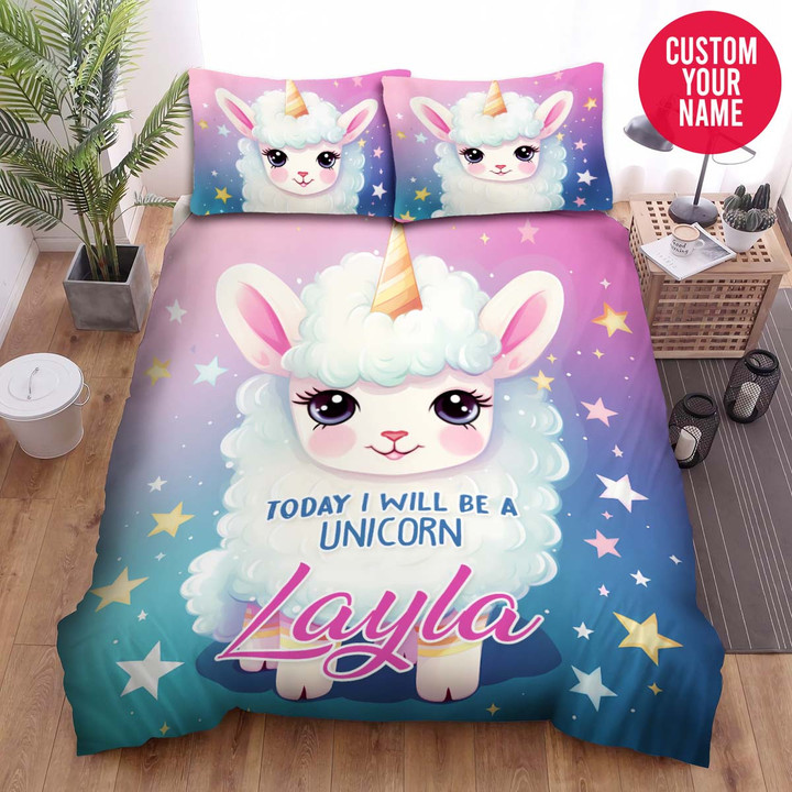 Personalized Today I Will Be A Unicorn Custom Name Duvet Cover Bedding Set