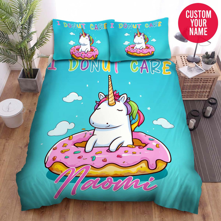Personalized Unicorn I Donut Care Custom Name Duvet Cover Bedding Set