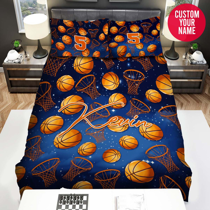 Personalized Basketball Ball Pattern Custom Name Duvet Cover Bedding Set