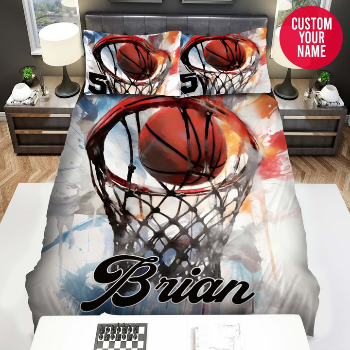 Personalized Basketball Hoop Artwork Custom Name Duvet Cover Bedding Set