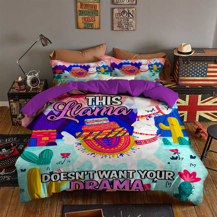 This Llama Doesn't Want Your Drama Cotton Bed Sheets Spread Comforter Duvet Cover Bedding Sets