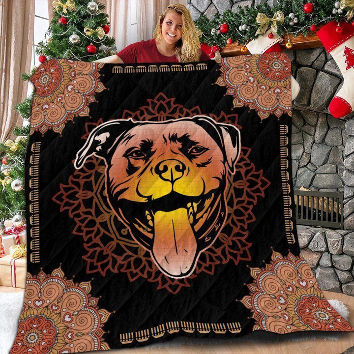 Pitbull Mandala Quilt Blanket Great Customized Blanket Gifts For Birthday Christmas Thanksgiving Anniversary