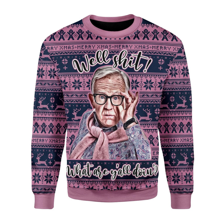 Leslie Jordan Well Shit! What Are Y’all Doing For Unisex Ugly Christmas Sweater, All Over Print Sweatshirt