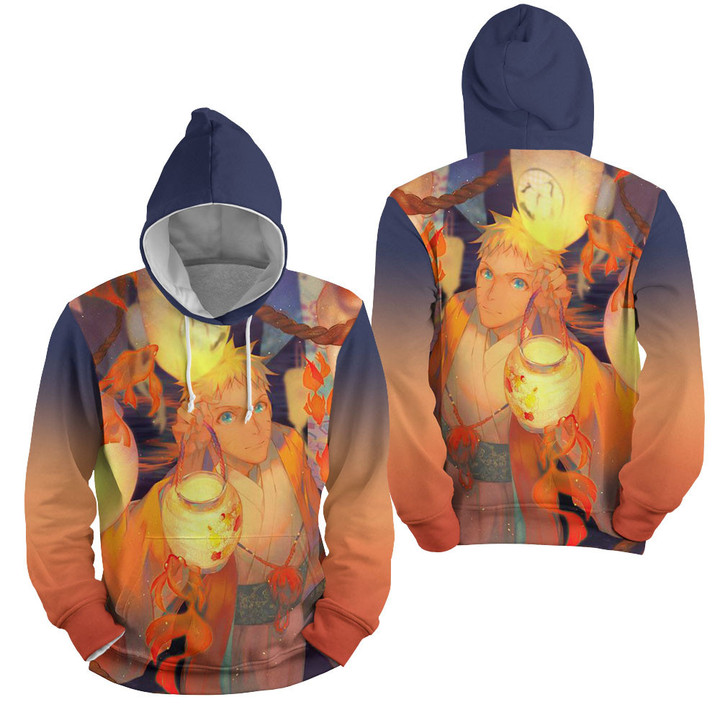 Naruto Uzumaki Naruto With Goldfish & Lanterns Artwork 3d Full Over Print Hoodie Zip Hoodie Sweater Tshirt