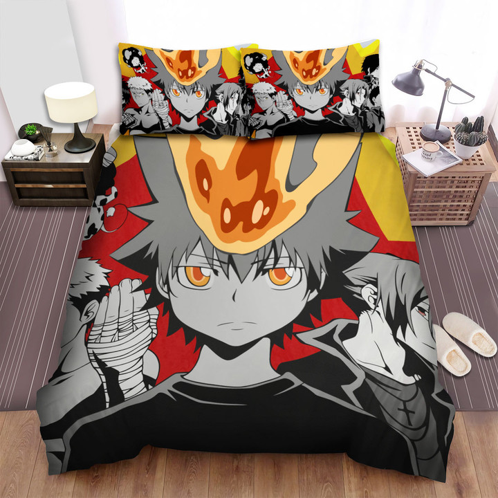 Katekyo Hitman Reborn, Sawada In The Middle Art Bed Sheets Spread Duvet Cover Bedding Sets