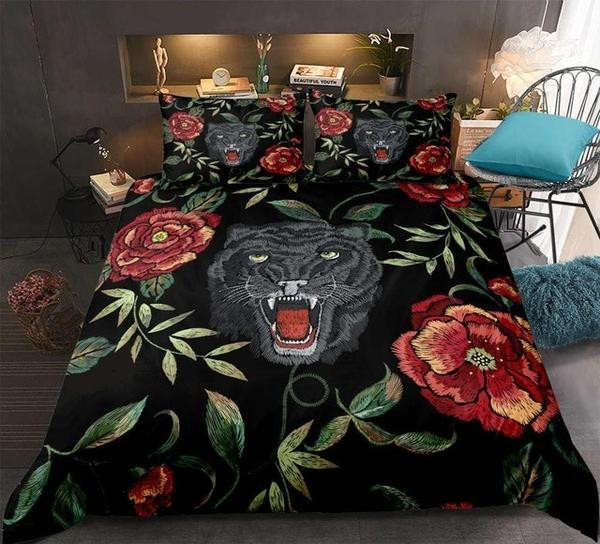 Retro Tiger Floral Pattern Cotton Bed Sheets Spread Comforter Duvet Cover Bedding Sets