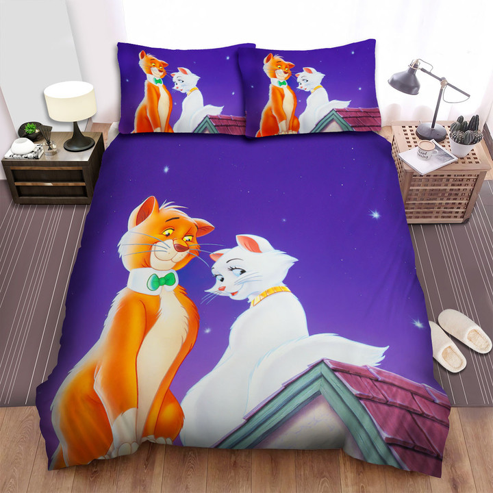 The Aristocats Dating On The Roof Bed Sheet Spread Duvet Cover Bedding Sets