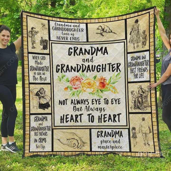 Grandma And Granddaughter Always Heart To Heart Quilt Blanket Great Customized Blanket Gifts For Birthday Christmas Thanksgiving